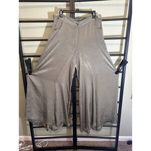 ISABEL DE PEDRO Women's Pants Flowy Bohemian Green Extra Wide Leg Size 10 NEW